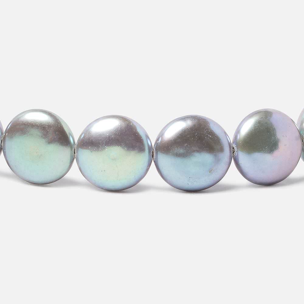 13-13.5mm Silver Coin Freshwater Pearls 16 inch 30 pieces AAA