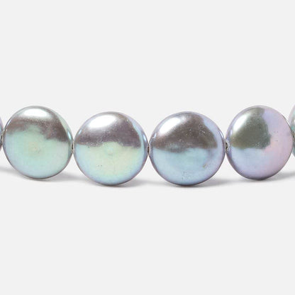 13-13.5mm Silver Coin Freshwater Pearls 16 inch 30 pieces AAA