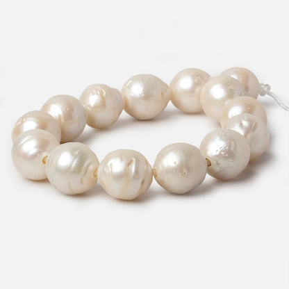 13-14mm Cream White Baroque Large Hole pearls 8 inch 14 pieces