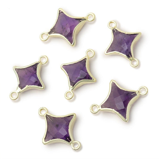 13-14mm Gold Leaf Amethyst 4 Point Star Focal 2 Ring Connector