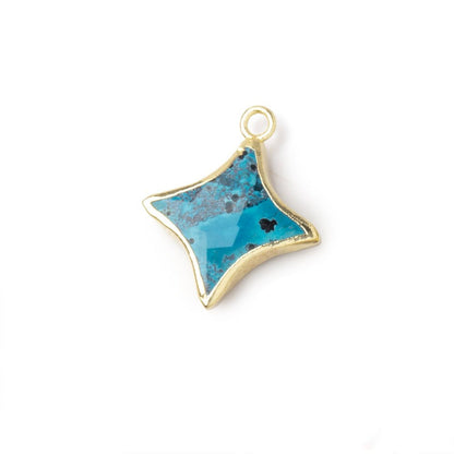 13-14mm Gold Leafed Chrysocolla 4 Point Star Focal Pendant 1 piece