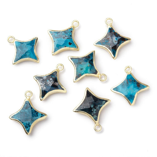13-14mm Gold Leafed Chrysocolla 4 Point Star Focal Pendant 1 piece