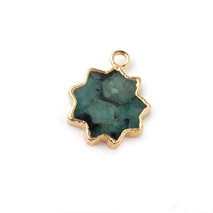 13-14mm Gold Leafed Emerald Star Burst Focal Pendant 1 piece
