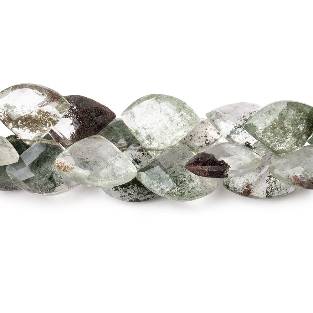 13-14mm Moss Quartz Faceted Fan Beads 5.5 inch 37 pieces