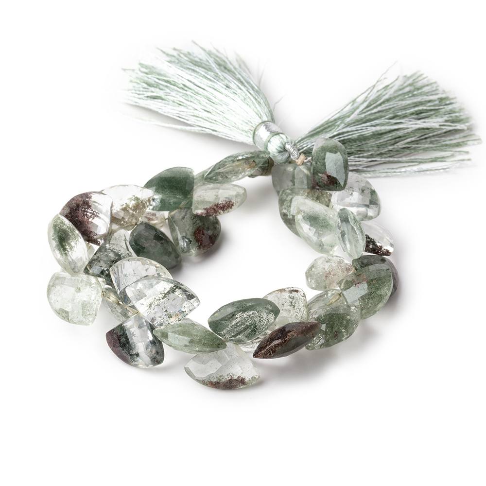 13-14mm Moss Quartz Faceted Fan Beads 5.5 inch 37 pieces