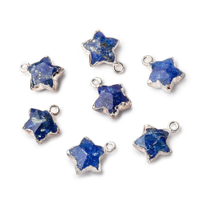 13-14mm Silver Leafed Lapis Lazuli Faceted Star Focal Pendant 1 piece