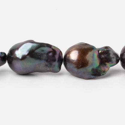 13-15.5mm Peacock Ultra Baroque Freshwater Pearls 16.5 inch 16 pcs .8mm drill hole AAA