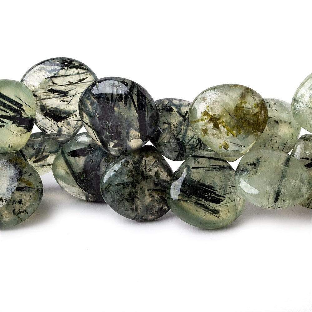 13-15mm Dendritic Prehnite Plain Heart Beads 7.5 inch 39 pieces