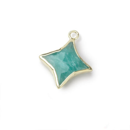 13-15mm Gold Leafed Amazonite 4 Point Star Focal Pendant 1 piece