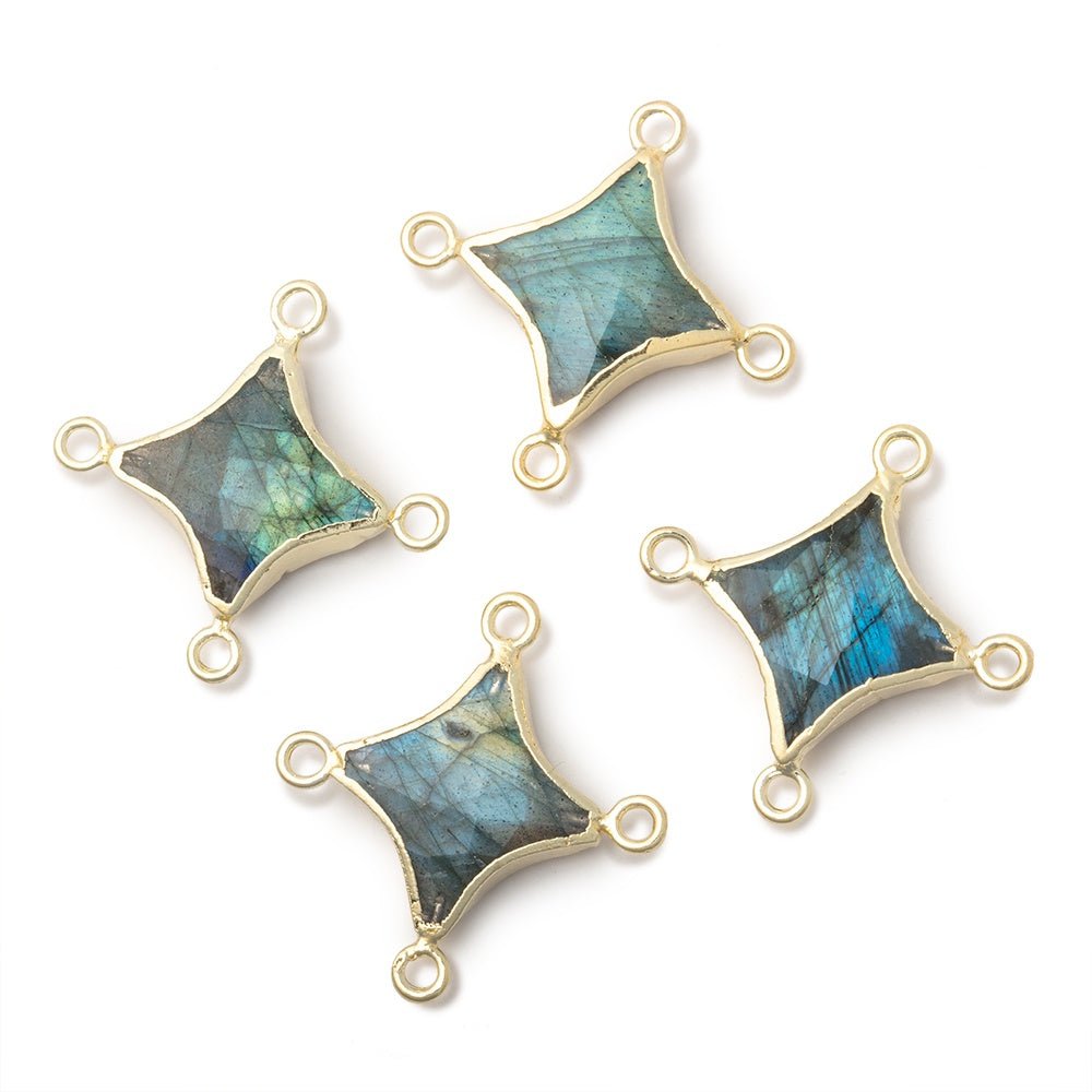 13-15mm Gold Leafed Labradorite 4 Point Star Focal 4 Ring Connector