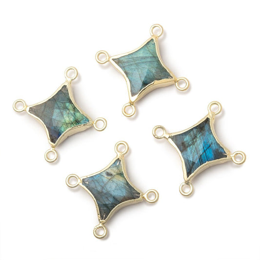 13-15mm Gold Leafed Labradorite 4 Point Star Focal 4 Ring Connector