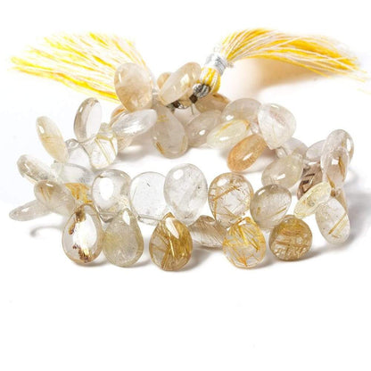 13-15mm Golden Rutilated Quartz Plain Pear Beads, A Grade 8 inch 42 pieces