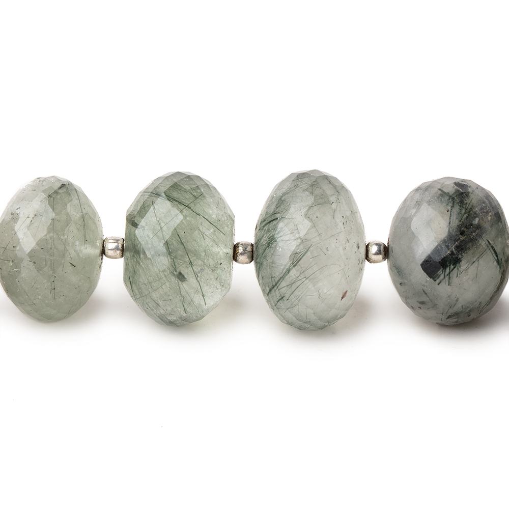 13-15mm Green Tourmalinated Quartz Faceted Rondelles 8 inch 18 Beads