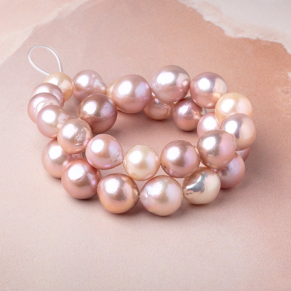 13-15mm Multi-Color Ultra Baroque Freshwater Pearls 16.5 inch 28 Beads AAA