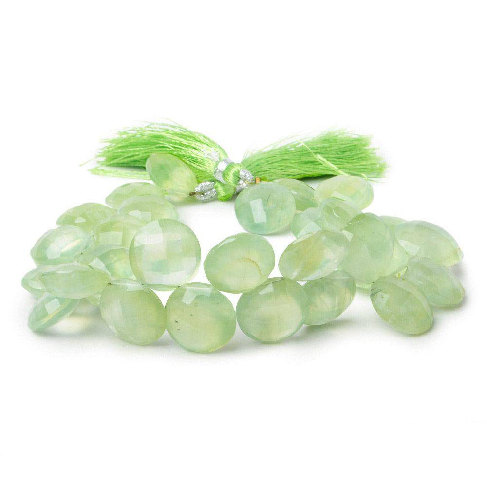 13-15mm Prehnite Top Drilled Faceted Coin Beads 8 inch 30 pieces