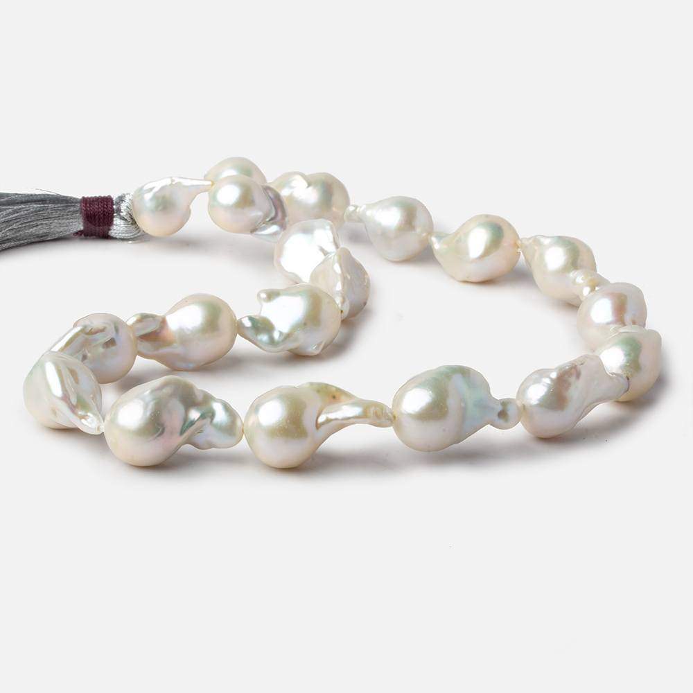 13-15mm White Ultra Baroque Freshwater Pearls 16.5 inch 19 pieces AA 0.8mm drill hole