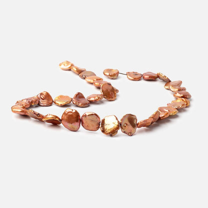 13-16mm Burnt Orange Keshi Freshwater Pearls 15 inch 33 Beads AA