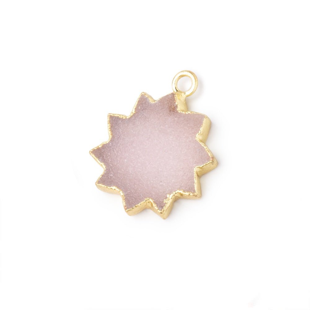 13-16mm Gold Leafed Pink Drusy Star Burst Pendant 1 focal piece