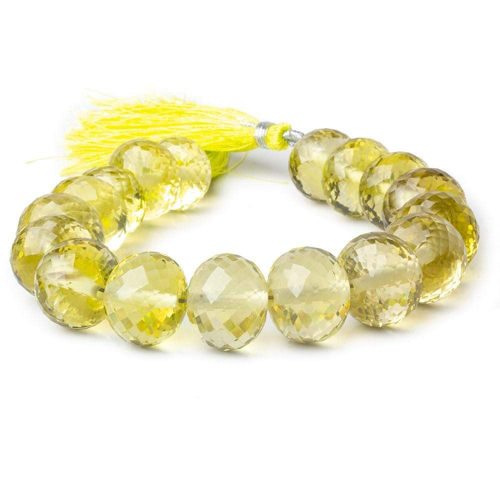 13-16mm Lemon Quartz 2.5mm large hole faceted rondelles 8 inch 17 beads AAA