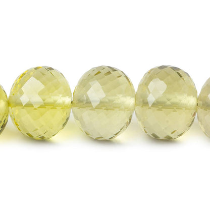 13-16mm Lemon Quartz 2.5mm large hole faceted rondelles 8 inch 17 beads AAA