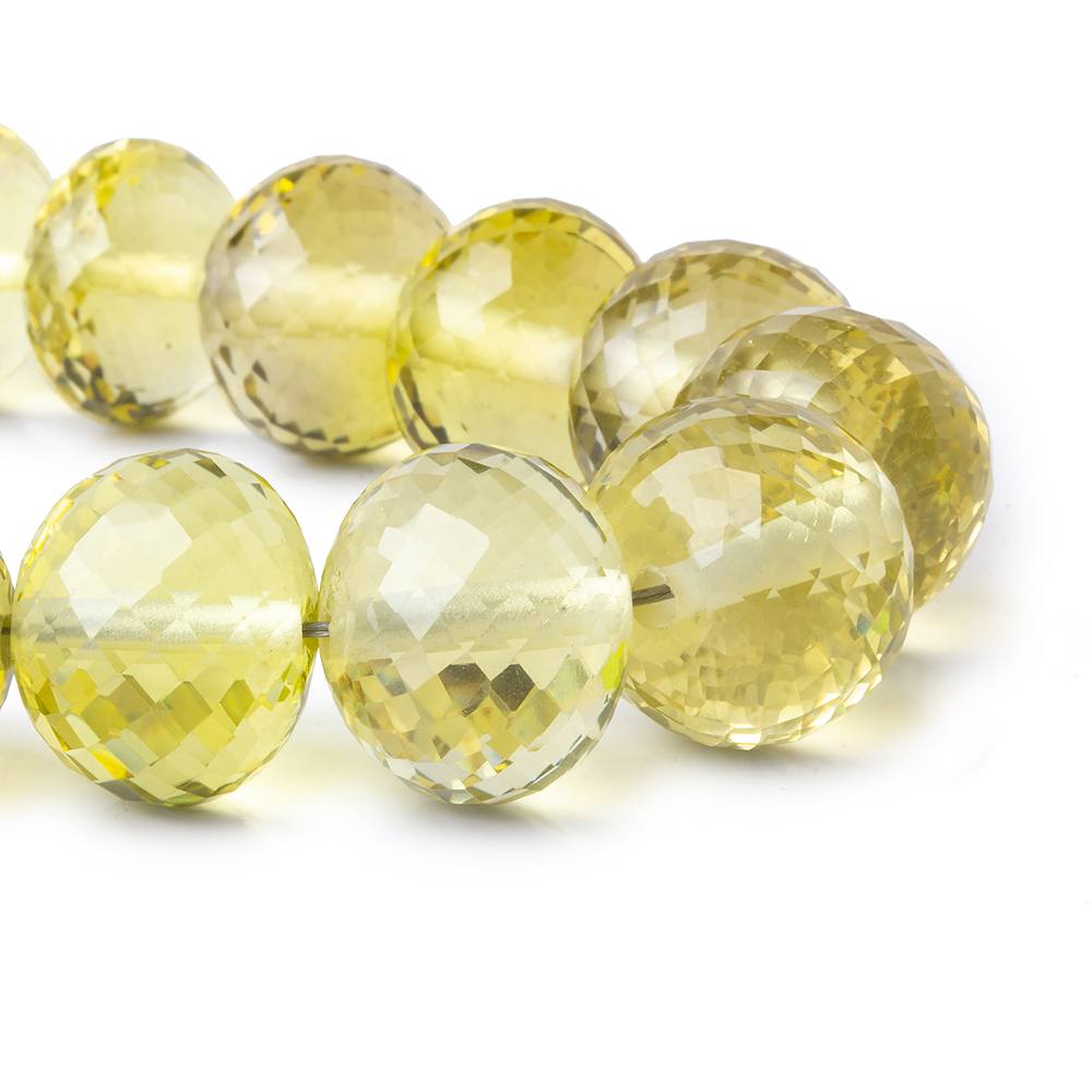 13-16mm Lemon Quartz 2.5mm large hole faceted rondelles 8 inch 17 beads AAA