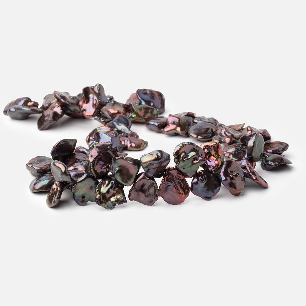 13-16mm Peacock Top Drill Keshi Freshwater Pearls 16 inch 54 Beads