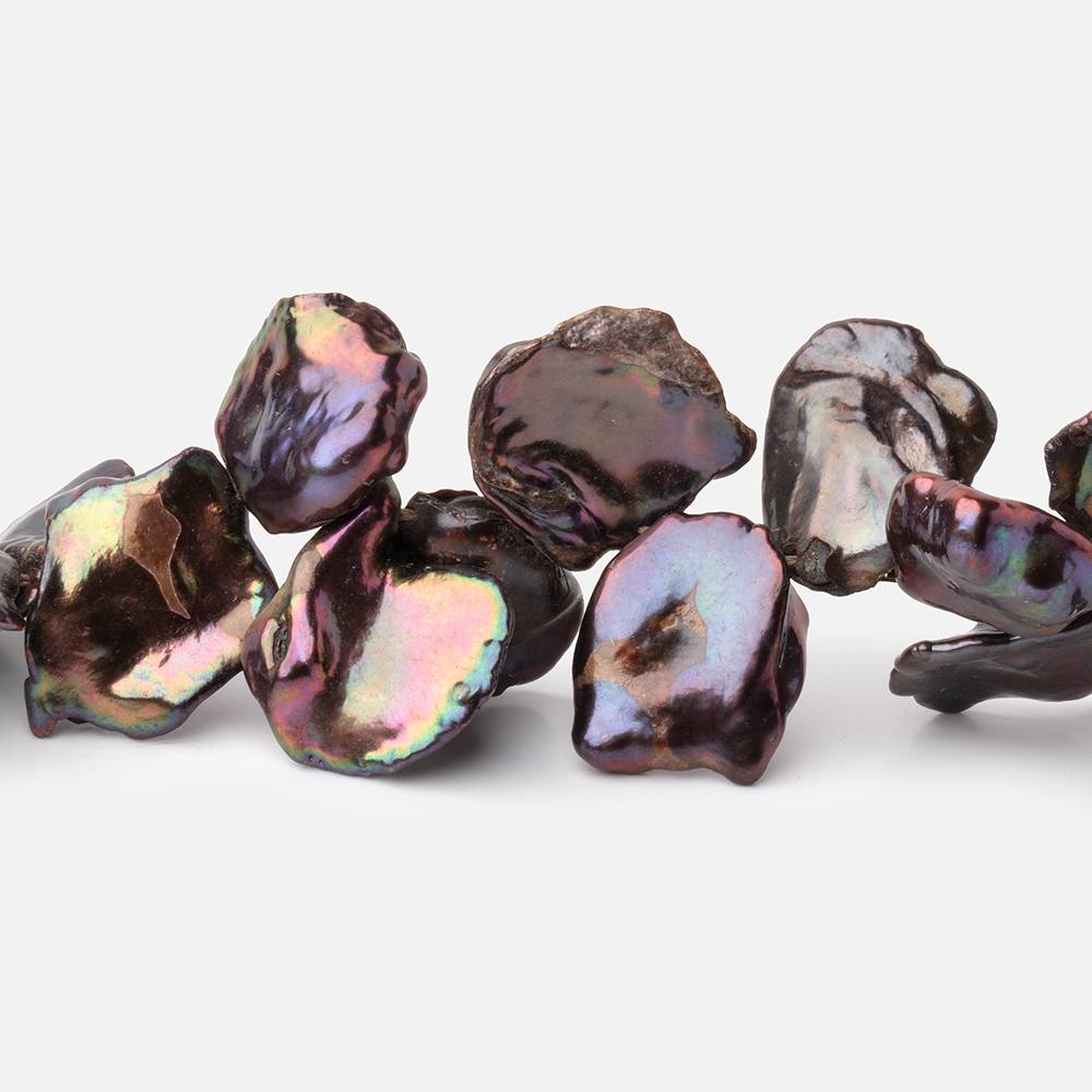 13-16mm Peacock Top Drill Keshi Freshwater Pearls 16 inch 54 Beads