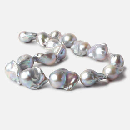 13-16mm Silver Ultra Baroque Freshwater Pearls 16 inch 16 pcs .8mm drill hole AAA