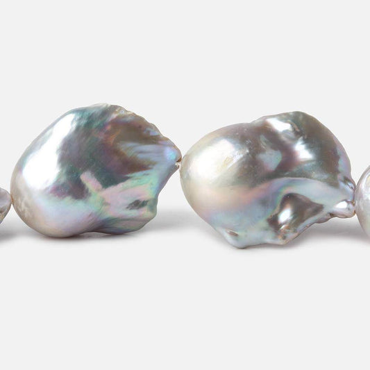 13-16mm Silver Ultra Baroque Freshwater Pearls 16 inch 16 pcs .8mm drill hole AAA