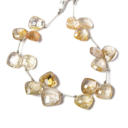 13-17mm Rutilated Quartz Heart Briolette, Shoulder Drilled 8 inch 17 pieces