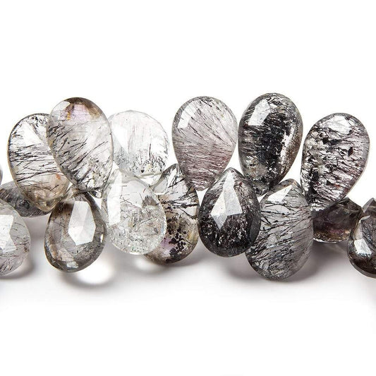 13-18mm Mossy and Tourmalinated Amethyst Pear Briolette 8 inch 44 pieces