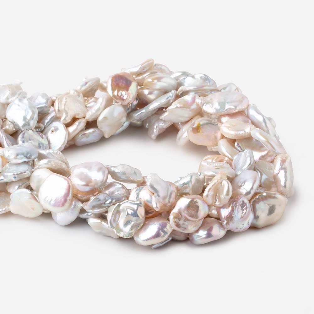 13-19mm Tri Color Straight Drilled Keshi Freshwater Pearls 16 inch 23 pieces