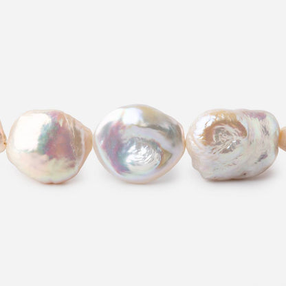 13-19mm Tri Color Straight Drilled Keshi Freshwater Pearls 16 inch 23 pieces