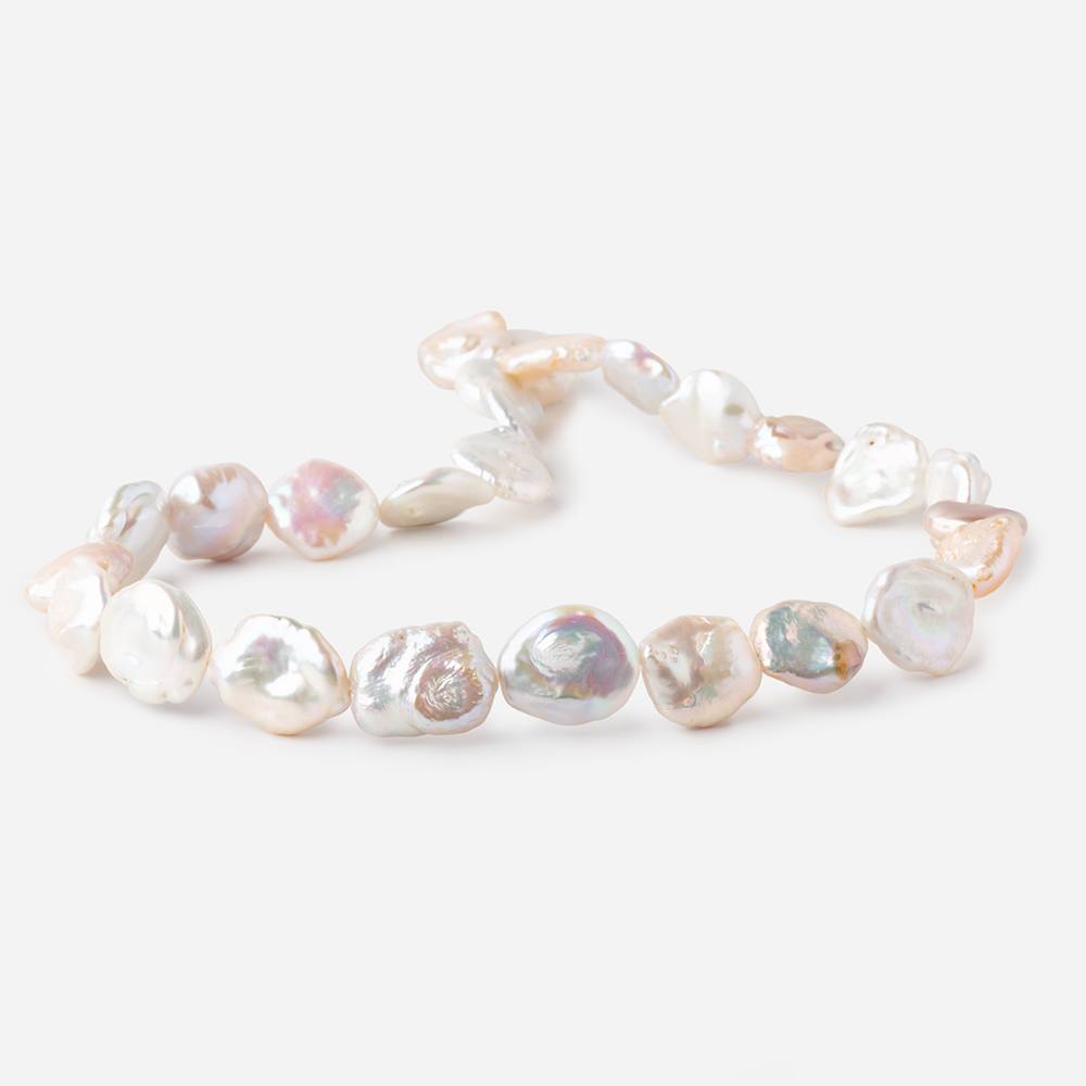 13-19mm Tri Color Straight Drilled Keshi Freshwater Pearls 16 inch 23 pieces