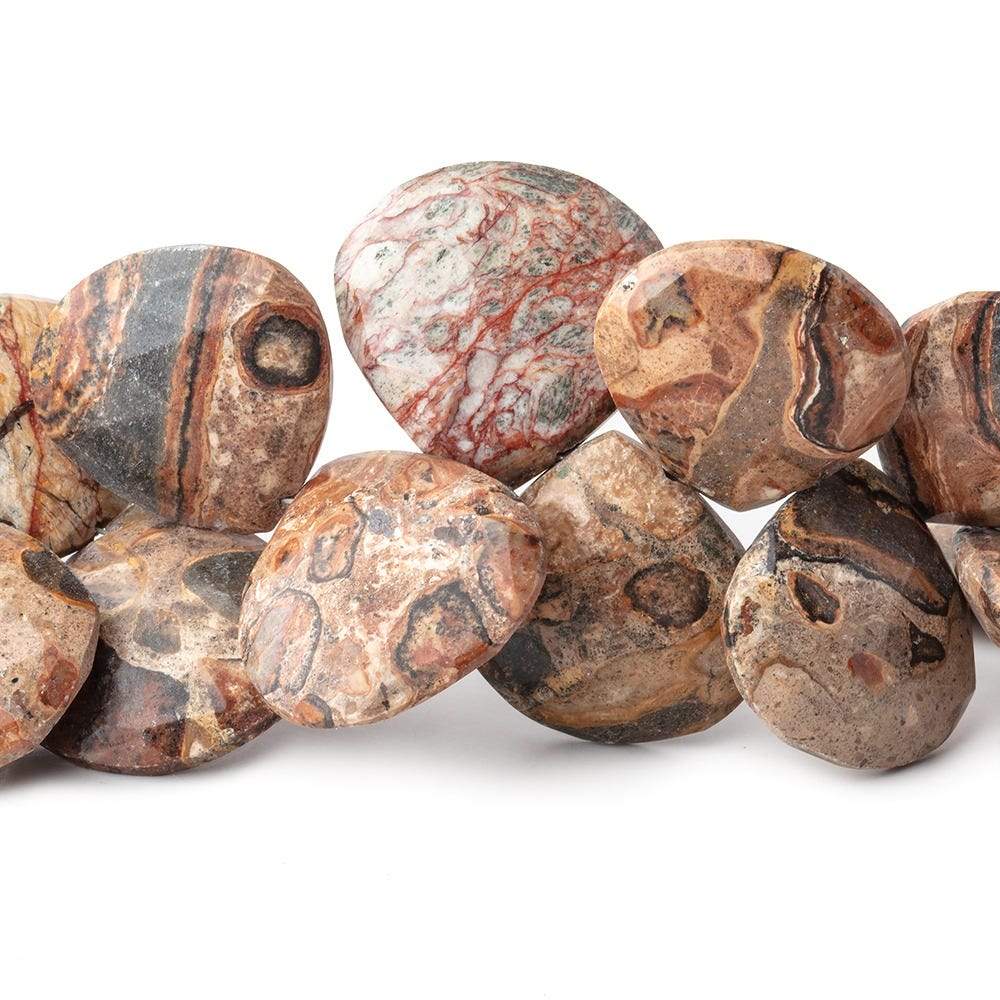 13-20mm Bird's Eye Jasper Faceted Heart Beads 8 inch 31 pieces