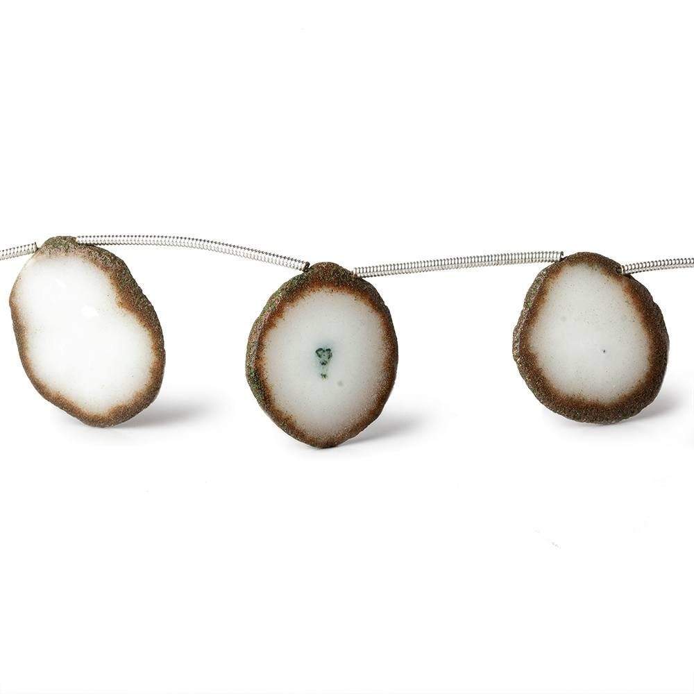 13-20mm Chlorite Solar Quartz Top Drilled Slice with Chlorite Edge 18 inch 13 pieces