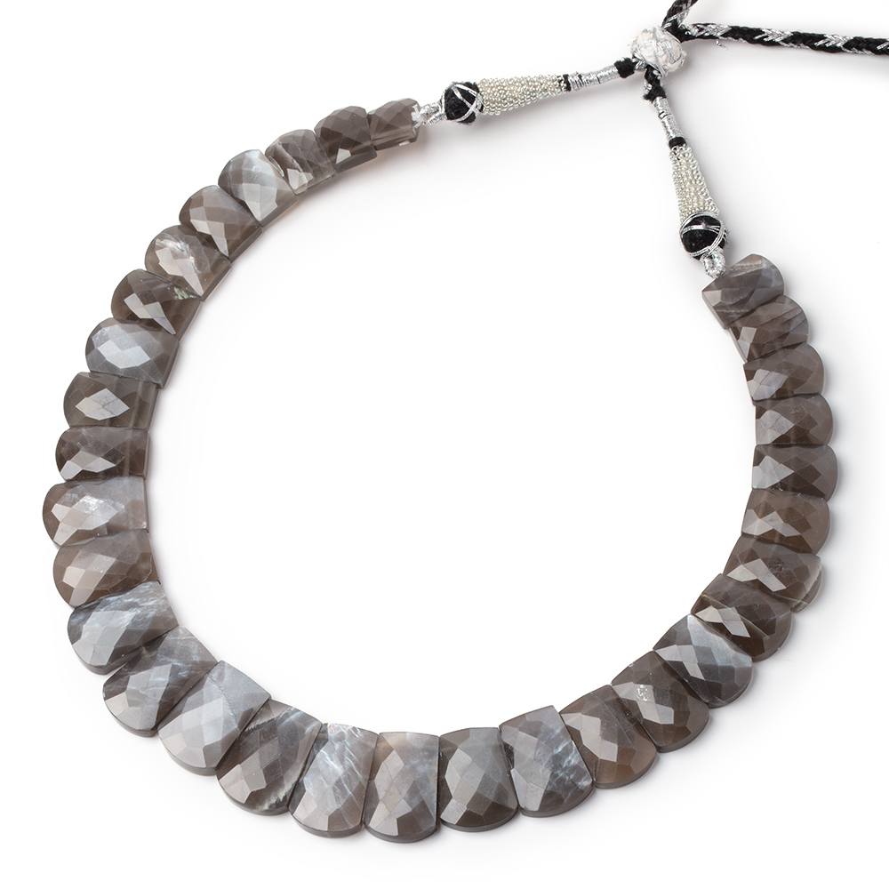 13-20mm Platinum Gray Moonstone Faceted Fancy Shape Collar 31 Beads