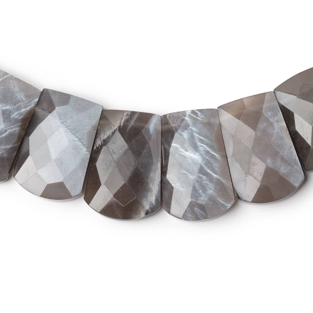 13-20mm Platinum Gray Moonstone Faceted Fancy Shape Collar 31 Beads