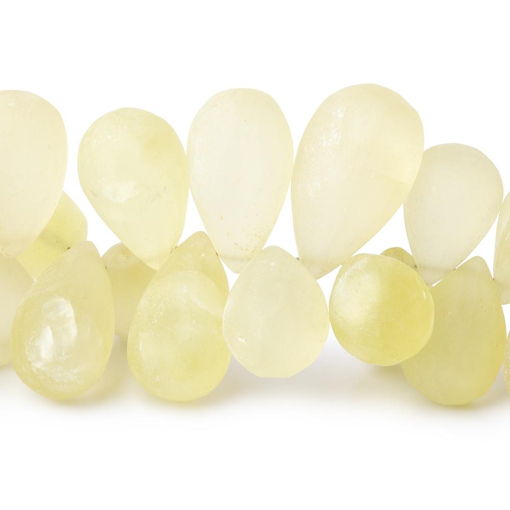 13-21mm Frosted Lemon Quartz Plain Tear Drop Beads 7.5 inch 48 pieces