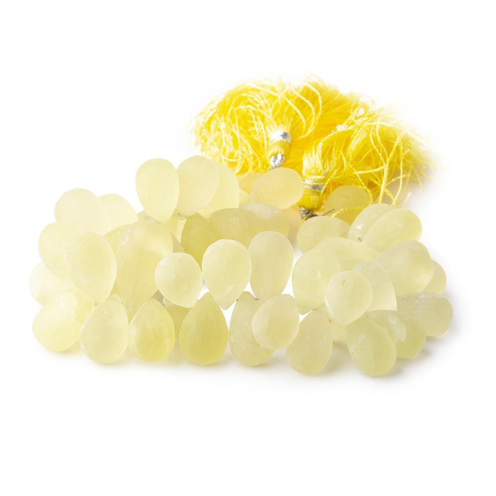 13-21mm Frosted Lemon Quartz Plain Tear Drop Beads 7.5 inch 48 pieces