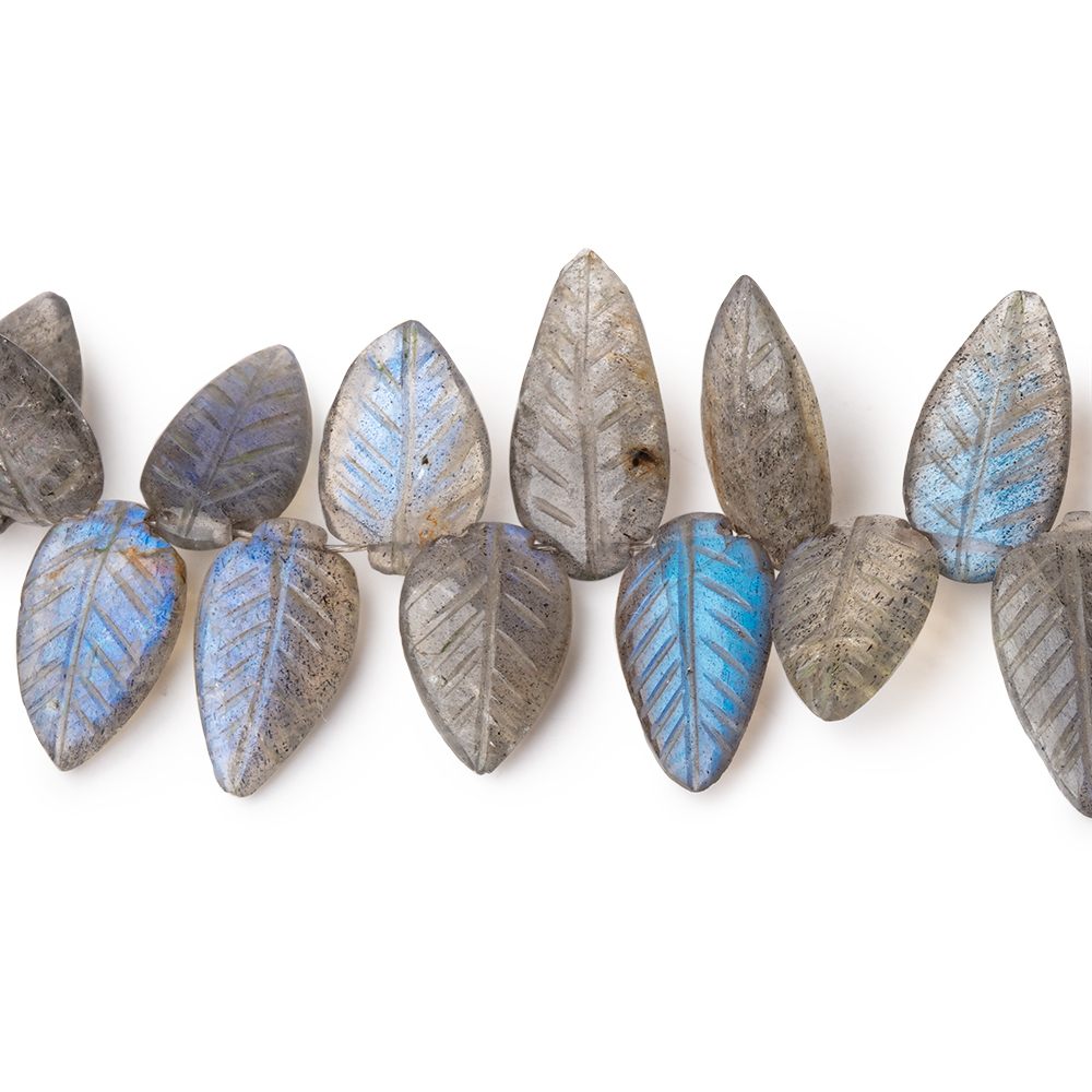 13-21mm Labradorite Carved Leaf Beads 6.5 inch 34 pieces AA