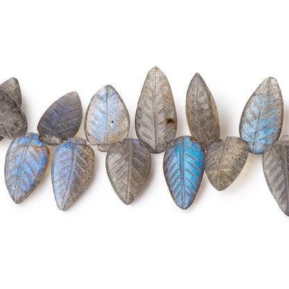 13-21mm Labradorite Carved Leaf Beads 6.5 inch 34 pieces AA