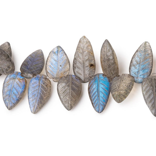 13-21mm Labradorite Carved Leaf Beads 6.5 inch 34 pieces AA