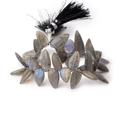 13-21mm Labradorite Carved Leaf Beads 6.5 inch 34 pieces AA