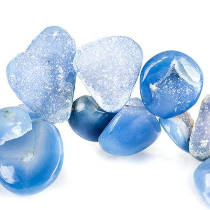 13 - 23mm Santorini Blue Agate Petite Drusy Free Form Beads 33 pieces