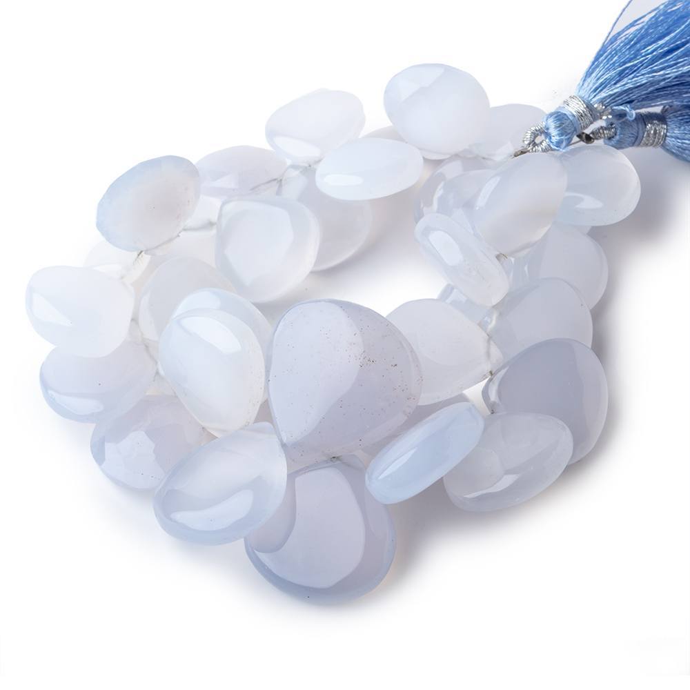 13-23mm Turkish Blue Chalcedony Heart Beads 8 inch 34 pieces