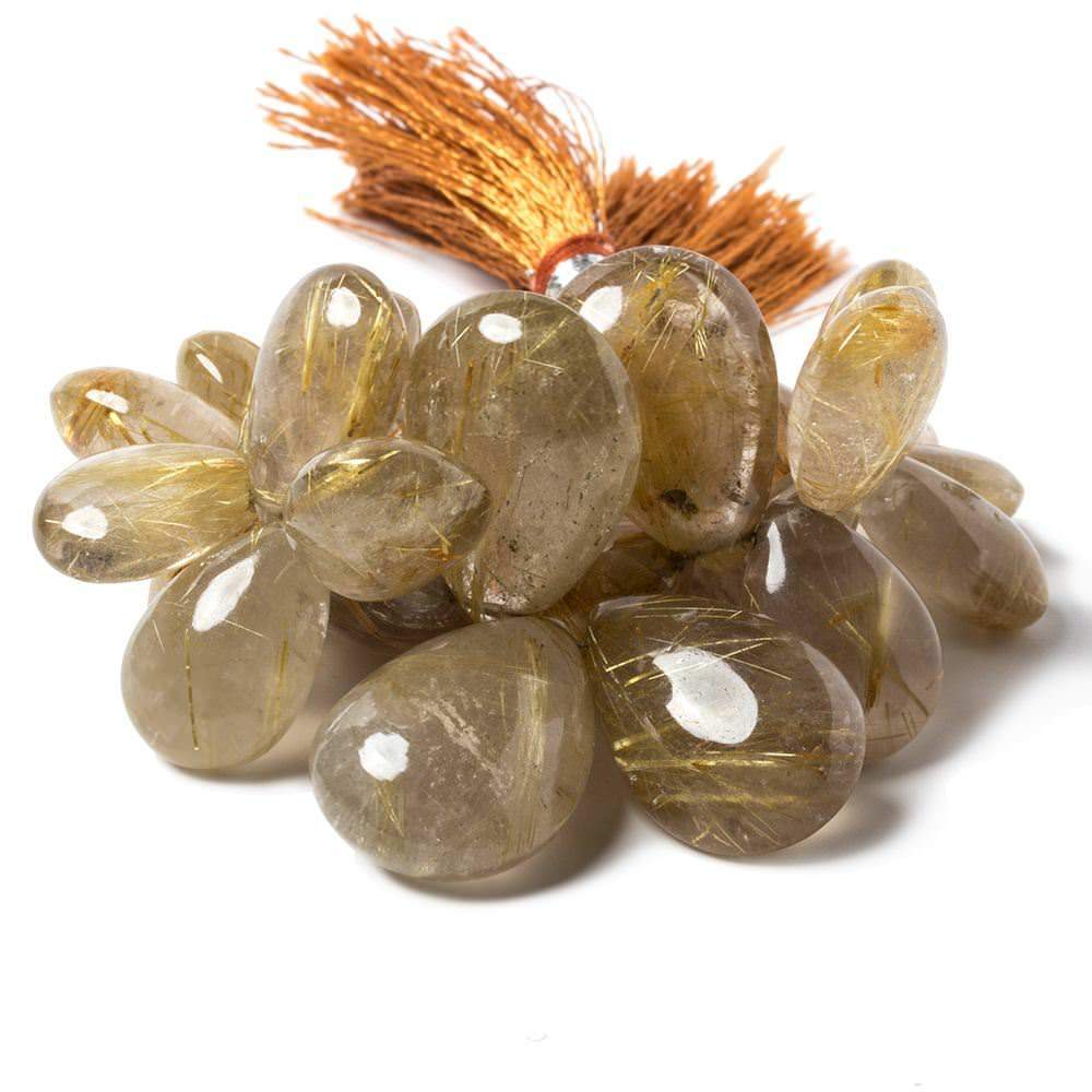 13-24mm Rutilated Quartz Plain Pear Beads 7.5 inch 27 beads