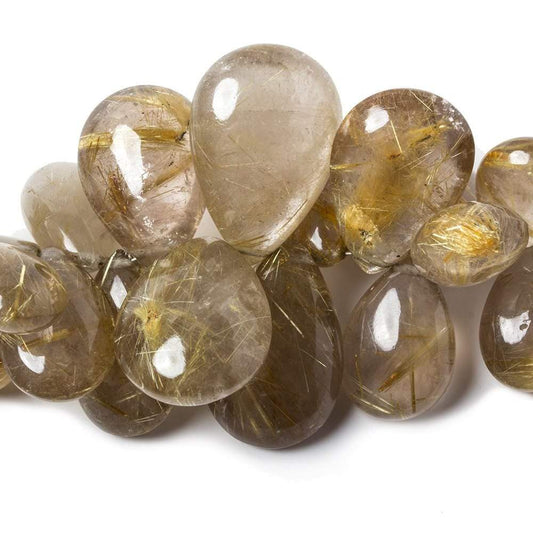 13-24mm Rutilated Quartz Plain Pear Beads 7.5 inch 27 beads