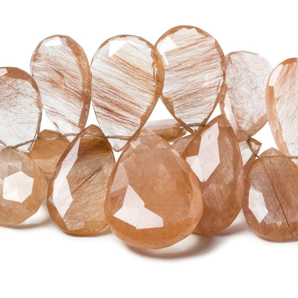 13-29mm Rutilated Quartz Beads Pear Briolette 8.5 inch 41 pieces