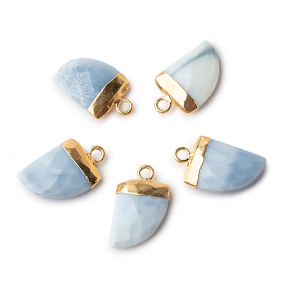 14x10mm Gold Leafed Owyhee Blue Opal Horn Pendants 1 piece